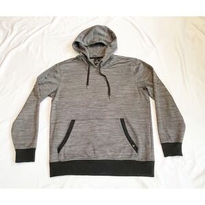 Prana Mens XL Gray Striped Long Sleeve Pullover Hoodie Sweatshirt